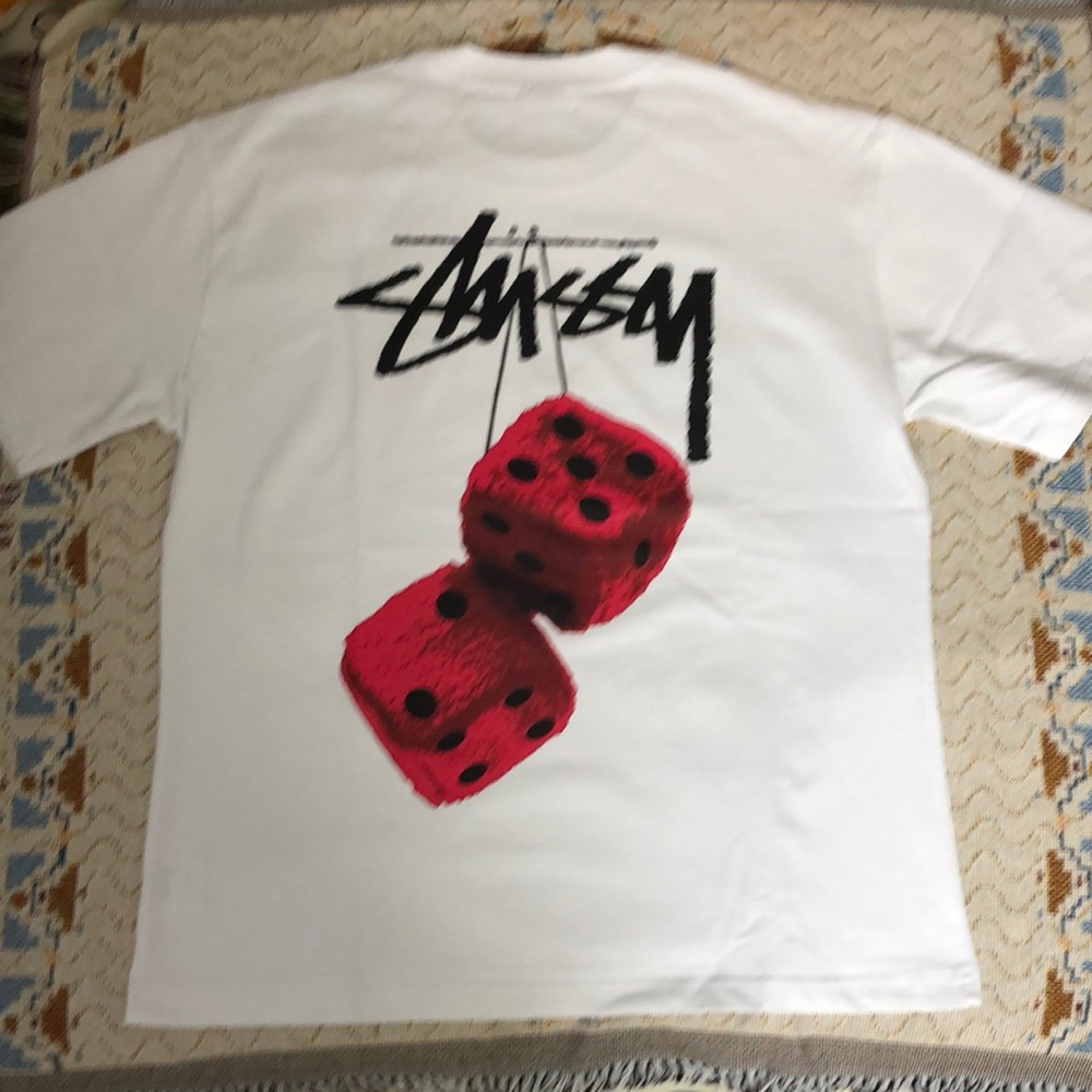 Stussy White and Red Short Sleeve Tees